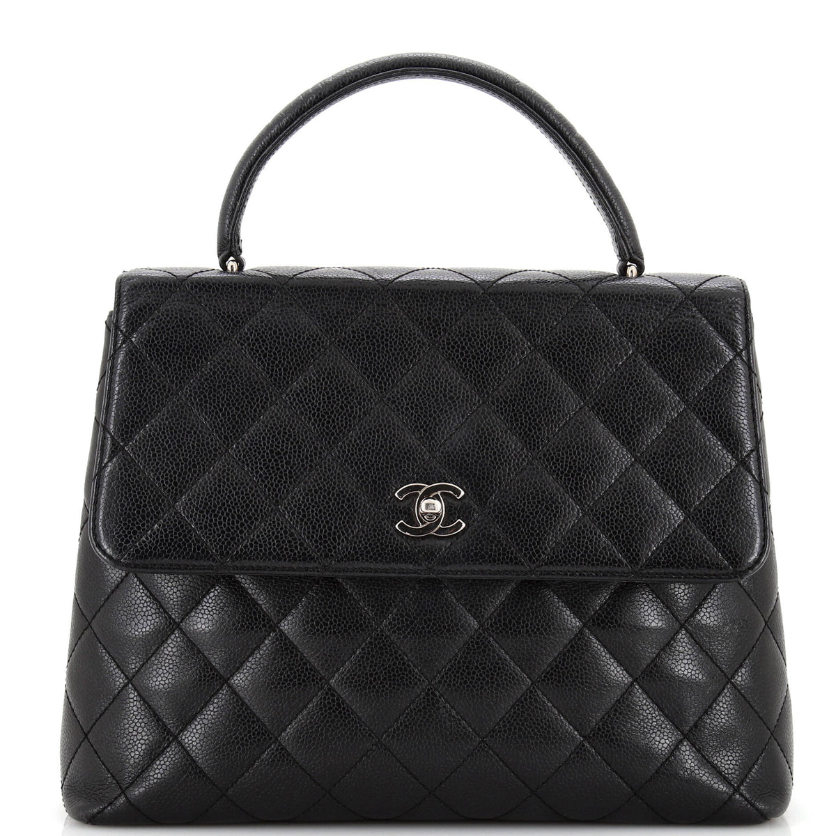 Chanel CHANEL Vintage Classic Top Handle Flap Bag Quilted Caviar Jumbo