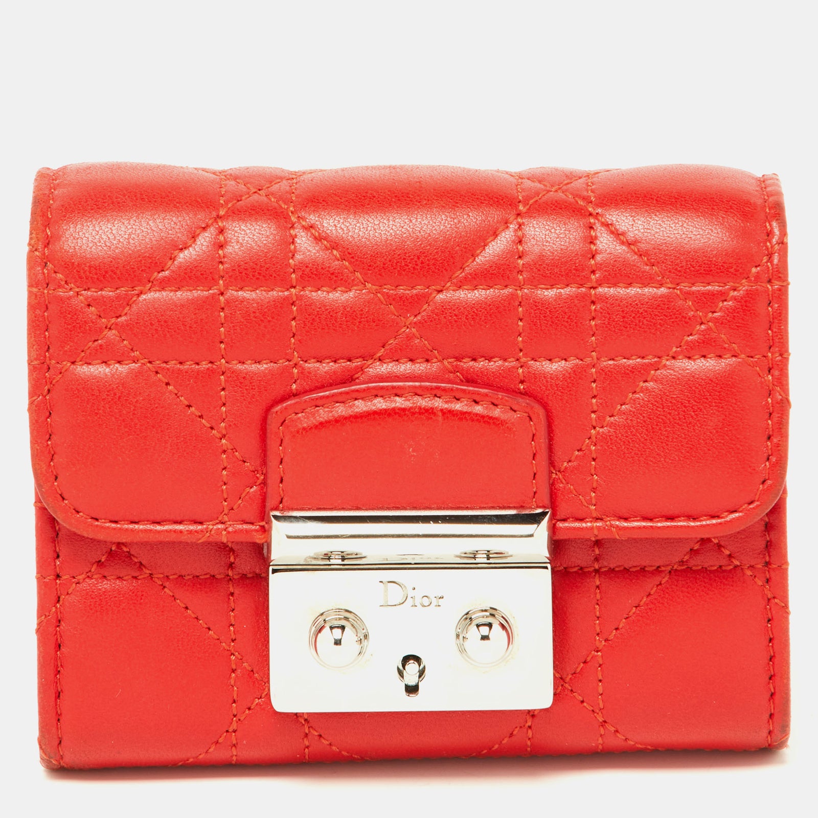 Dior Red Cannage Leather Miss Compact Wallet