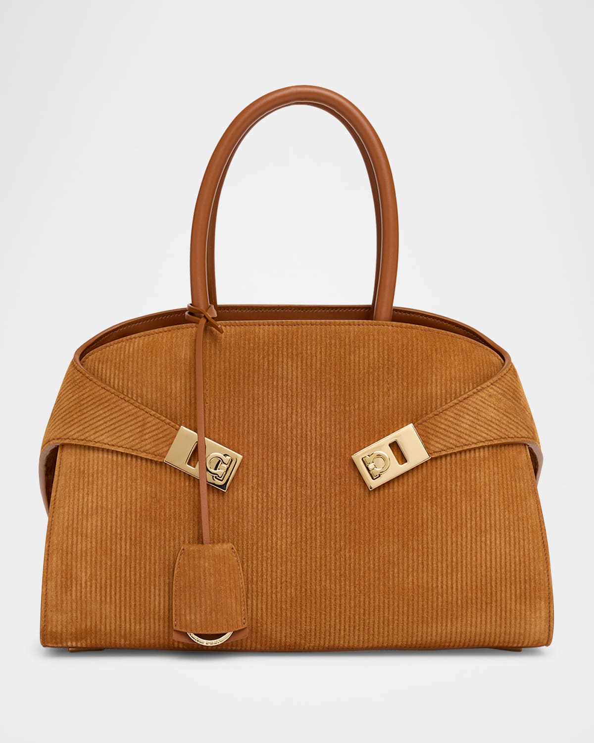 Ferragamo Hug Suede Corduroy Top-Handle Bag