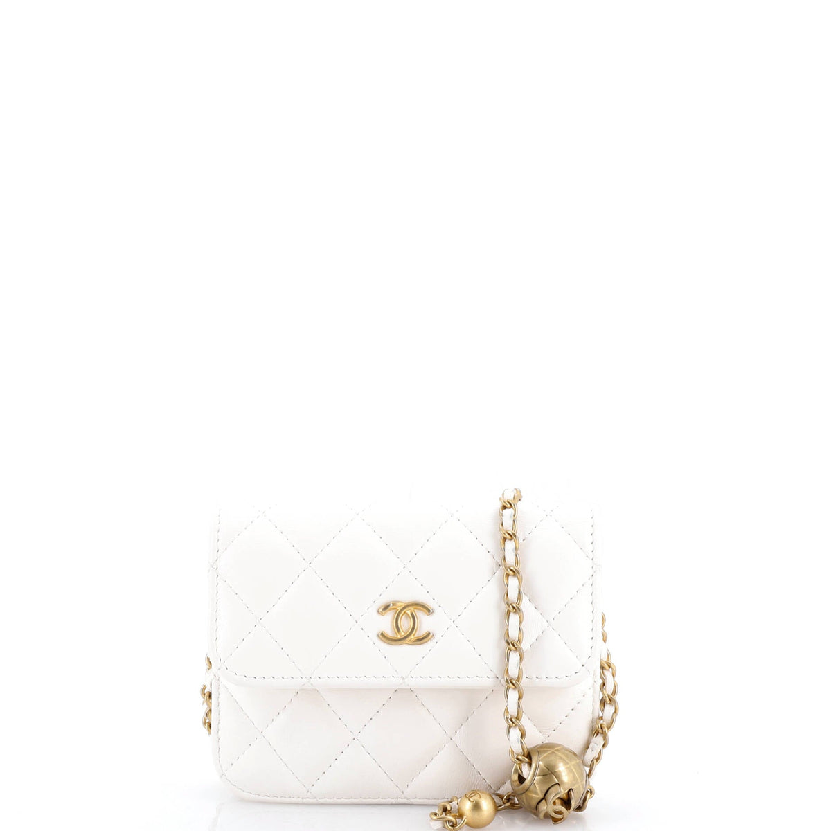 Chanel CHANEL Pearl Crush Flap Clutch with Chain Quilted Lambskin Mini