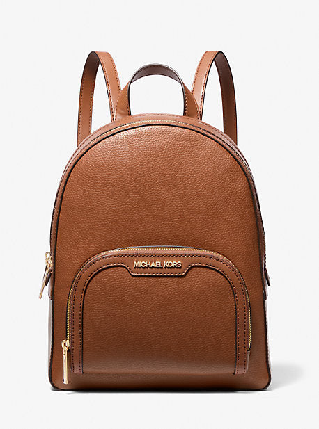 Michael Kors Outlet MK Jaycee Medium Pebbled Leather Backpack - Brown - Michael Kors