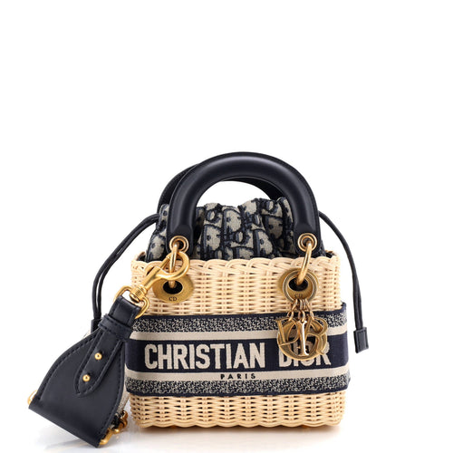 Lady Dior Bag Wicker and Oblique Canvas Mini