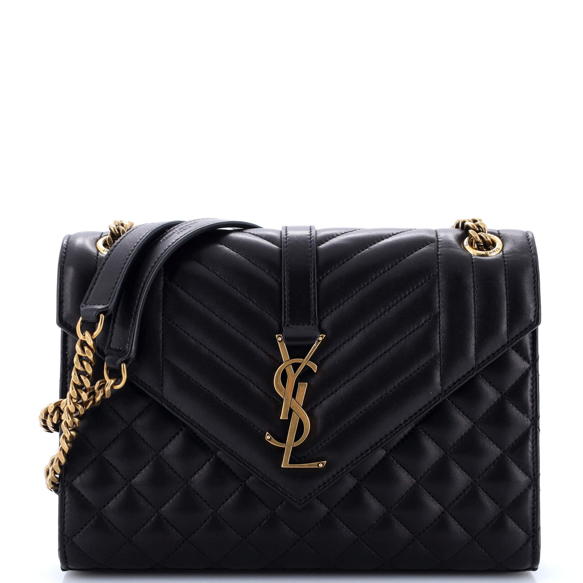Saint Laurent Classic Monogram Envelope Satchel Mixed Matelasse Leather Medium