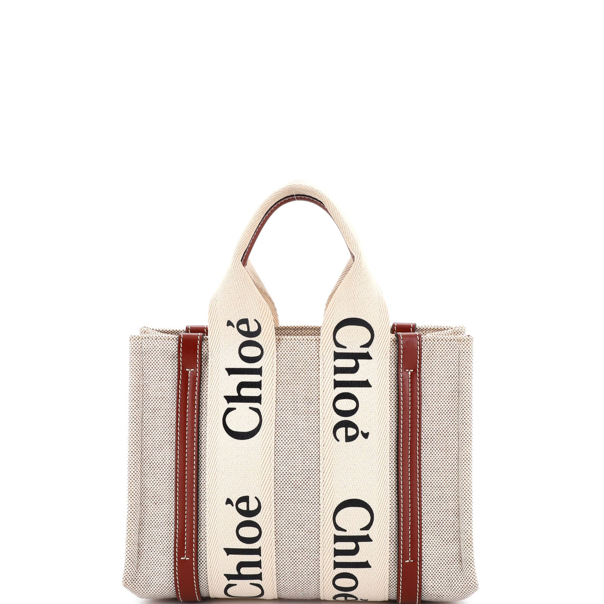 Chloe CHLOE Woody Tote Canvas with Leather Small