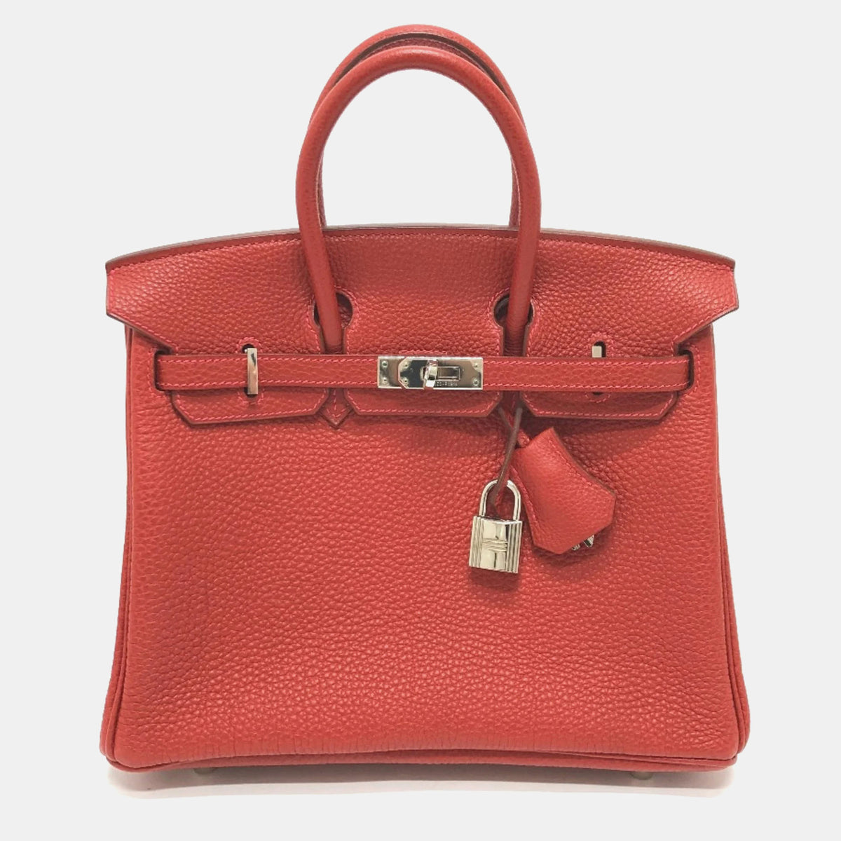 Hermès Vermillion Red Leather Birkin 25 Tote Bag