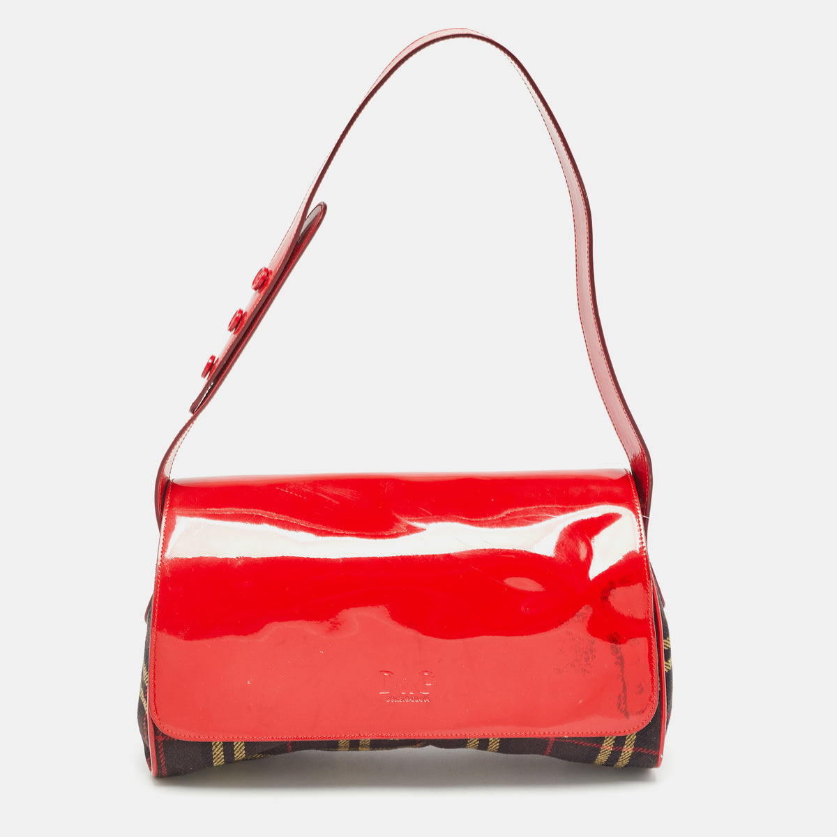 Dolce & Gabbana Multicolor Wool and Patent Leather Shoulder Bag