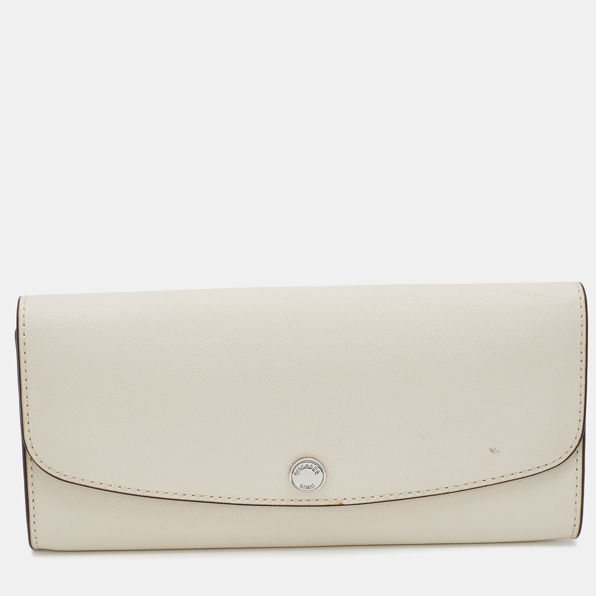 Michael Kors Off White Leather Flap Continental Wallet