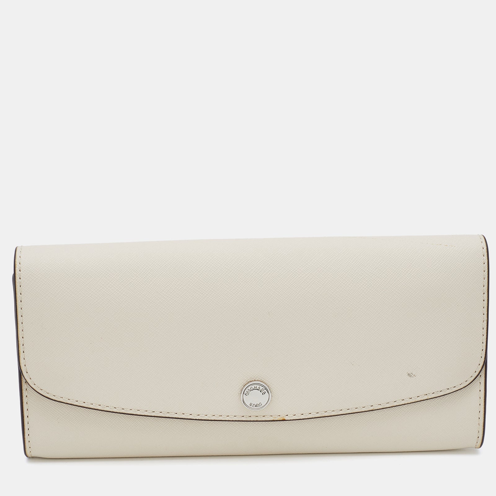 Michael Kors Off White Leather Flap Continental Wallet