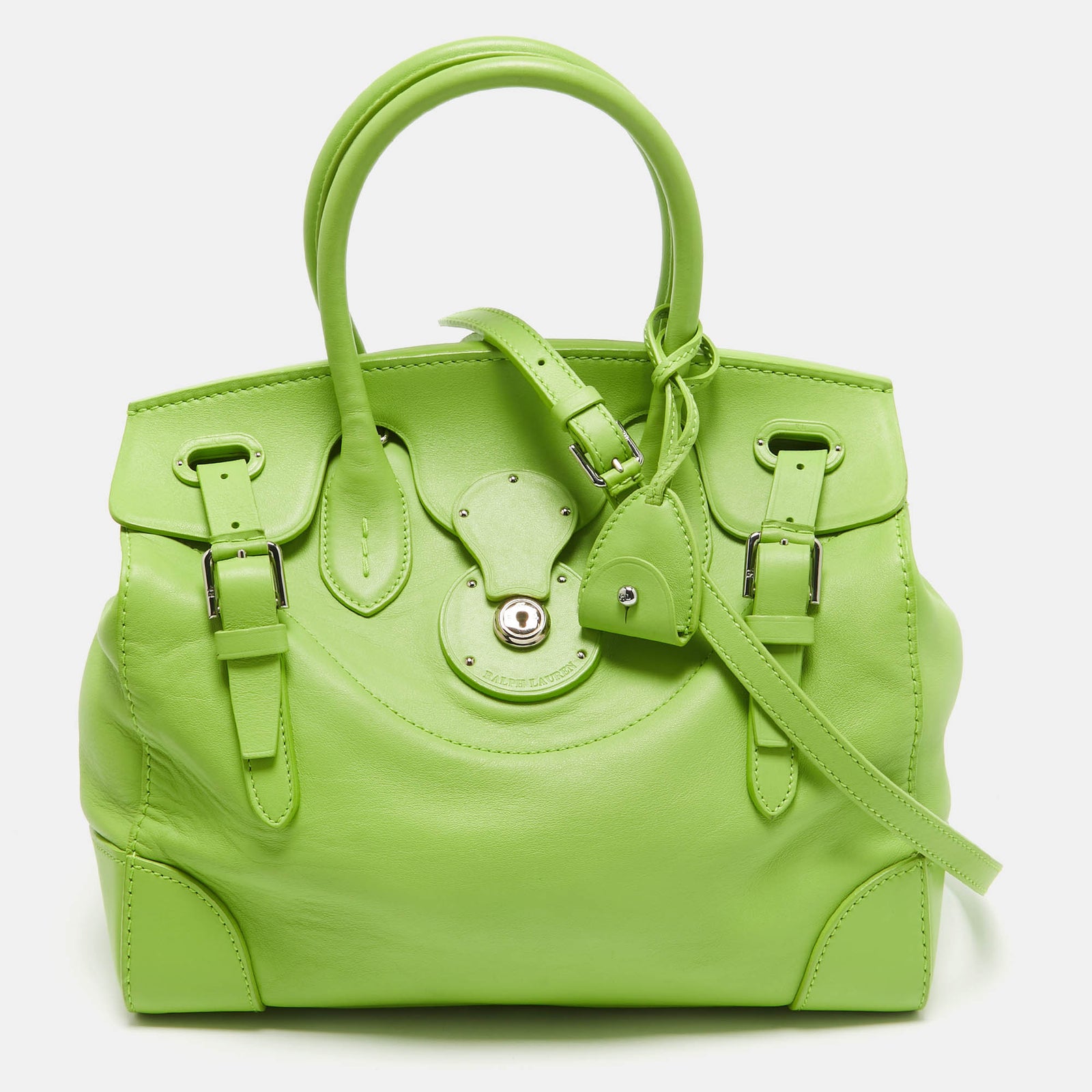 Ralph Lauren Apple Green Leather Ricky 33 Tote