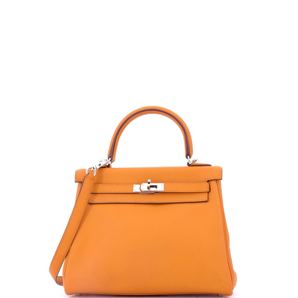 Herm?s Kelly Handbag Abricot Swift with Palladium Hardware 25