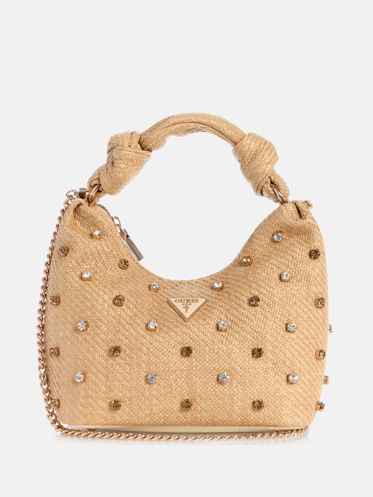Guess Isotta Raffia Rhinestone Hobo Bag