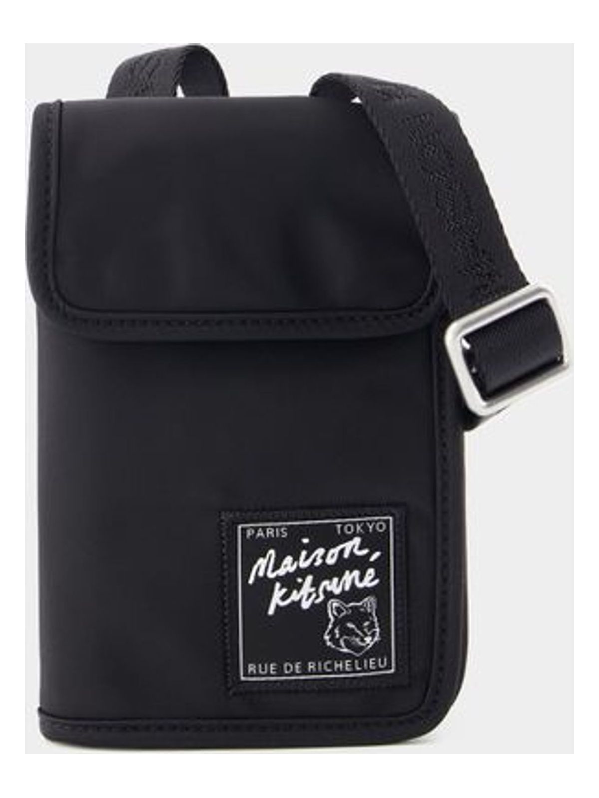 Maison KitsunÃ© Men's The Traveller Neck Pouch in Black | MM05362WQ1001