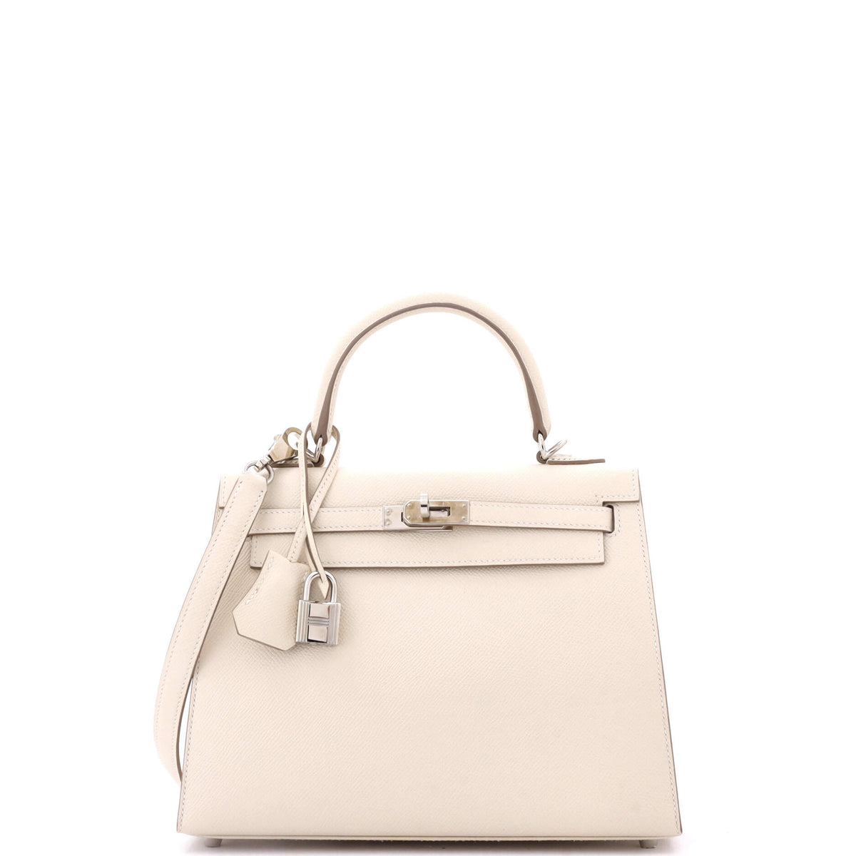 Herm?s Kelly Handbag Light Epsom with Palladium Hardware 25