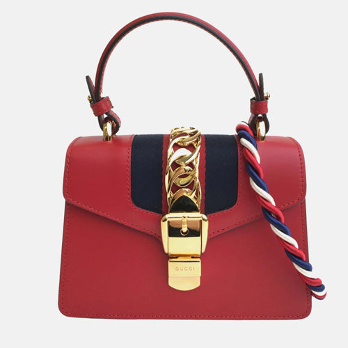 Red Leather Mini Sylvie Shoulder Bag