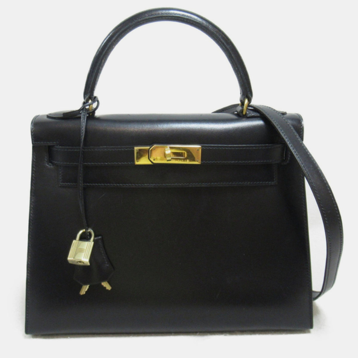 Hermès Black Noir Box calf leather Kelly 28 Handbag
