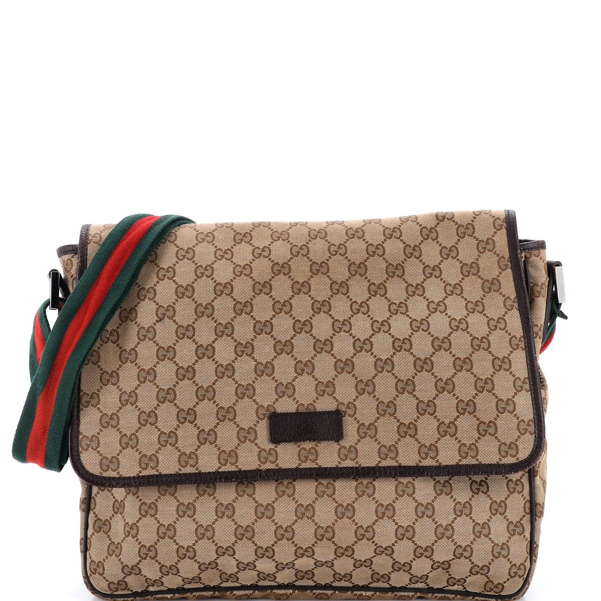 Gucci GUCCI Web Strap Flap Messenger GG Canvas Medium