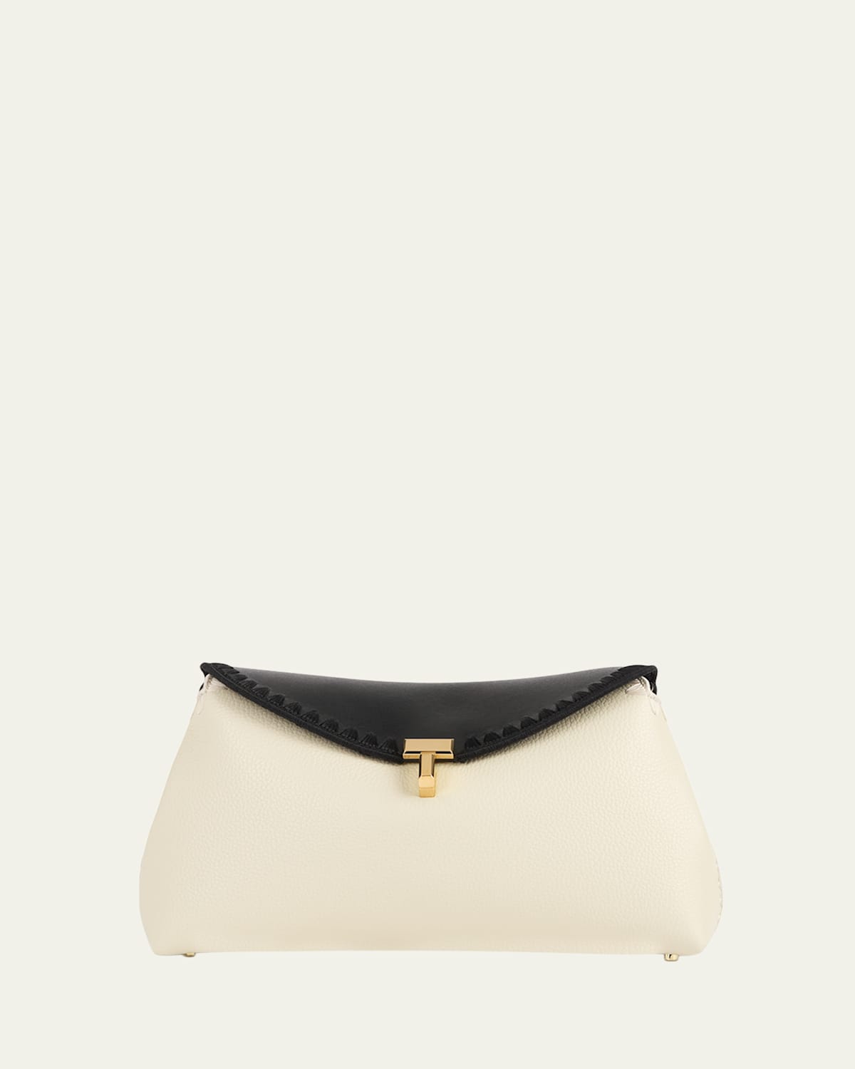 Toteme T-Lock Embroidered Leather Clutch Bag