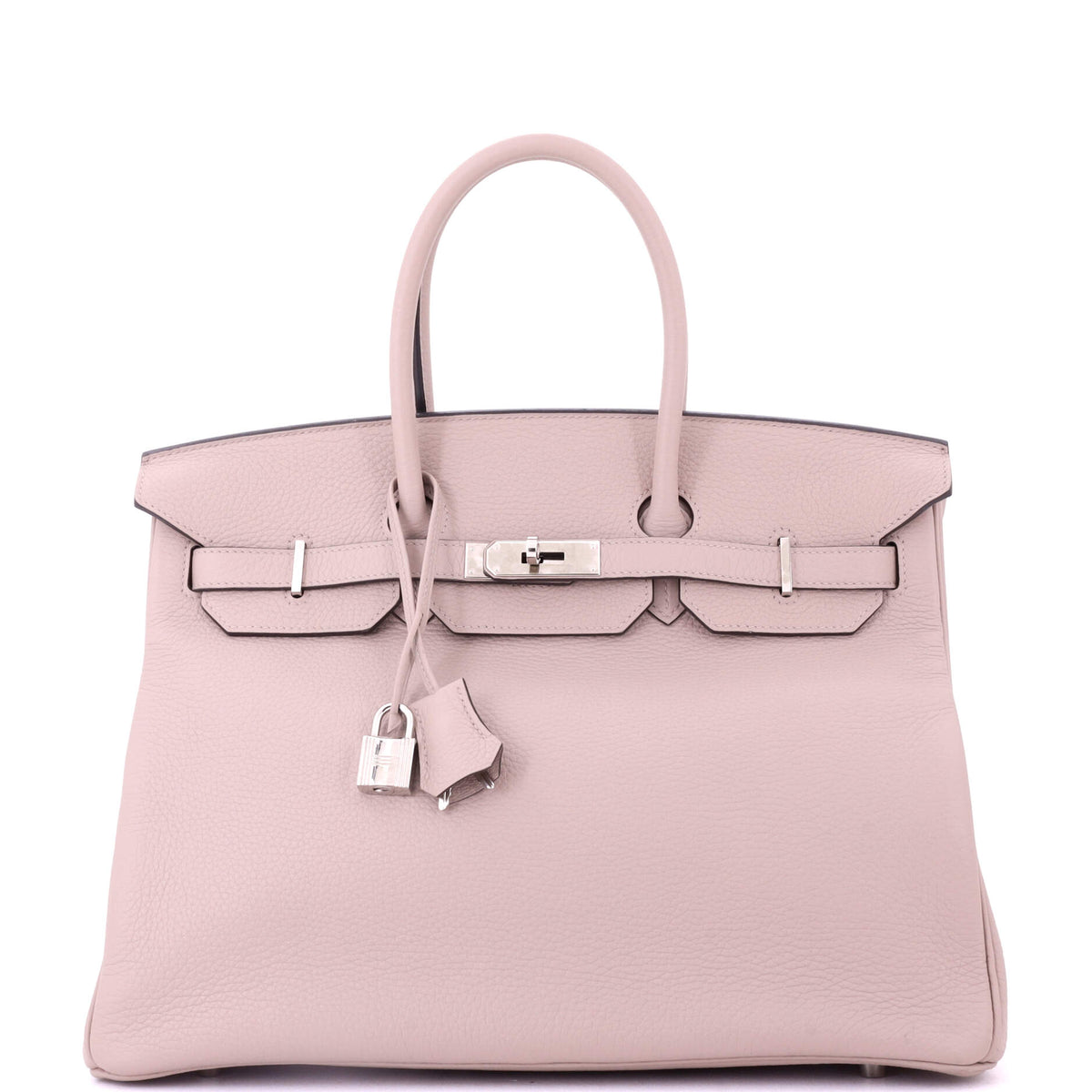 Herm?s Birkin Handbag Glycine Clemence with Palladium Hardware 35