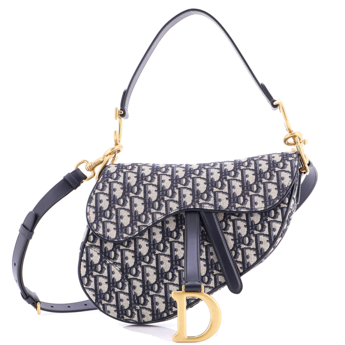Christian Dior Saddle Handbag with Strap Oblique Canvas Medium