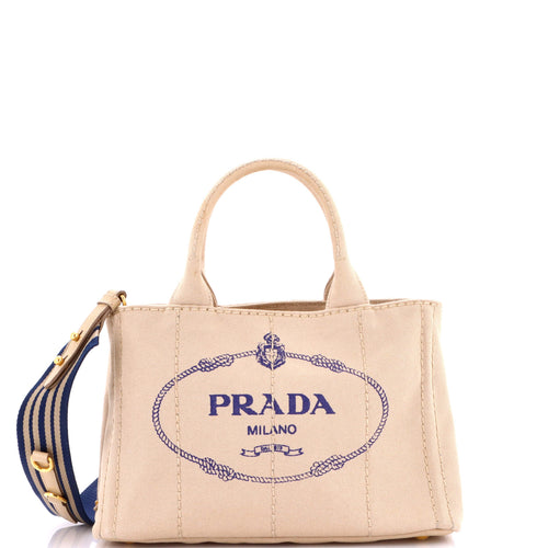 PRADA Canapa Convertible Tote Canvas Mini