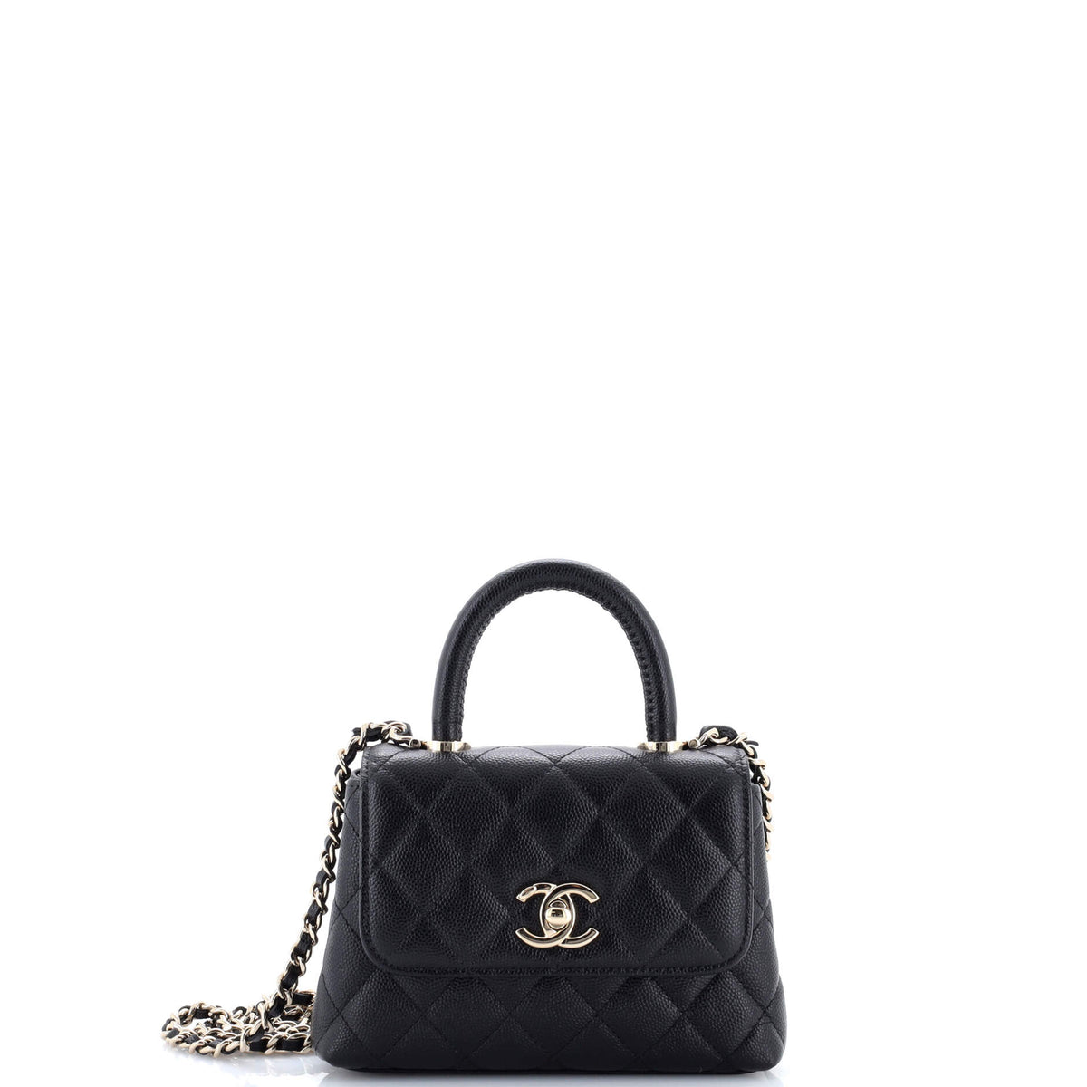 Chanel CHANEL Coco Top Handle Bag Quilted Caviar Extra Mini