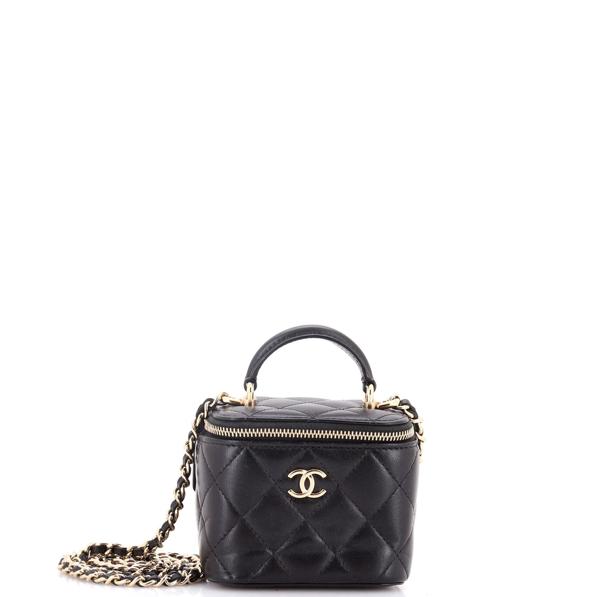 Chanel CHANEL Classic Top Handle Vanity Case with Chain Quilted Lambskin Mini