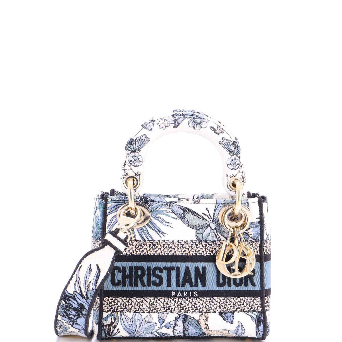 Christian Dior Lady D-Lite Bag Embroidered Canvas Mini