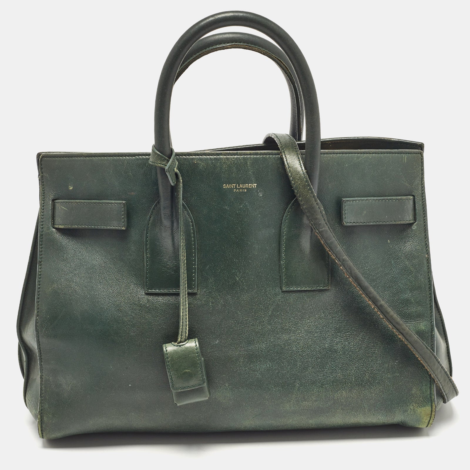 Saint Laurent Paris Saint Laurent Green Leather Small Classic Sac De Jour Tote