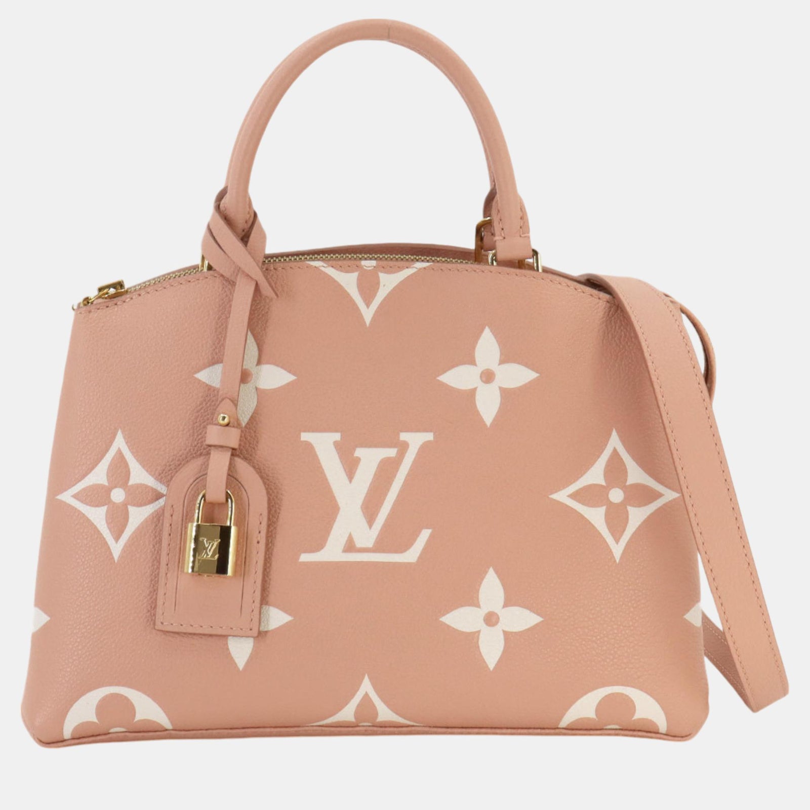 Louis Vuitton Cremefarbene zweifarbige Empreinte-Tragetasche aus Leder mit Monogramm und Grand Palais-Motiv