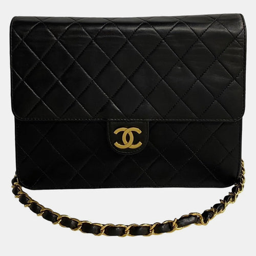 Black Quilted Lambskin Flap Bag
