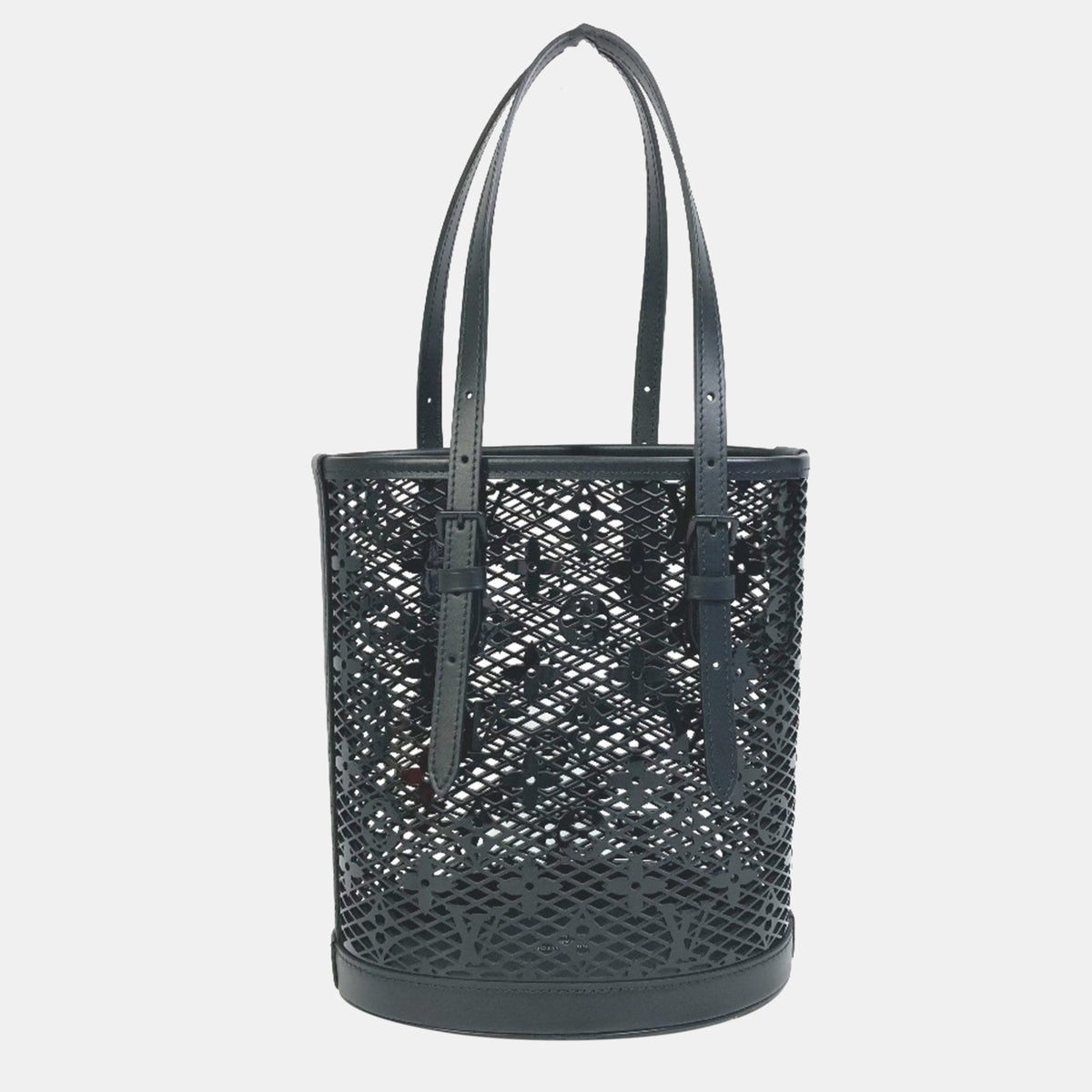 Louis Vuitton Black Monogram Leather Lace Bucket Shoulder Bag