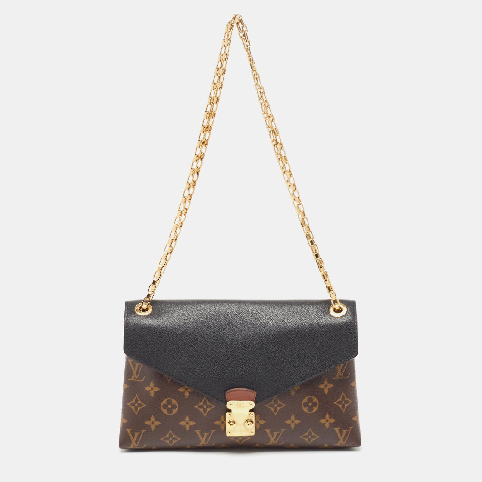 Louis Vuitton Schwarze Pallas-Kettentasche aus Canvas und Leder mit Monogramm