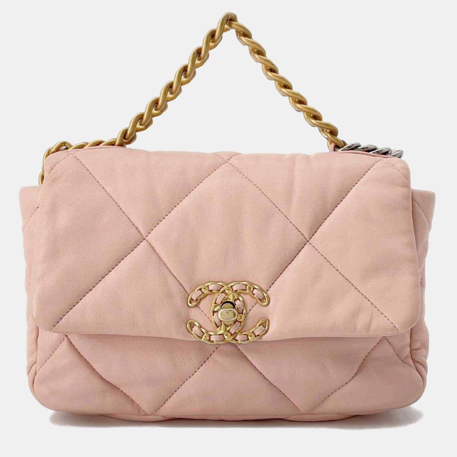 Chanel Pink Leather Medium 19 Shoulder Bag