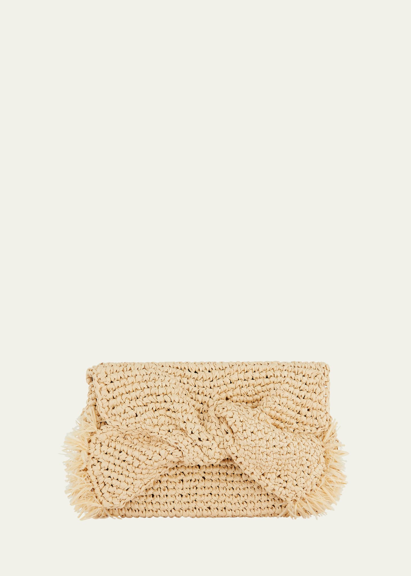 Anya Hindmarch Pochette en paille à franges et nœud