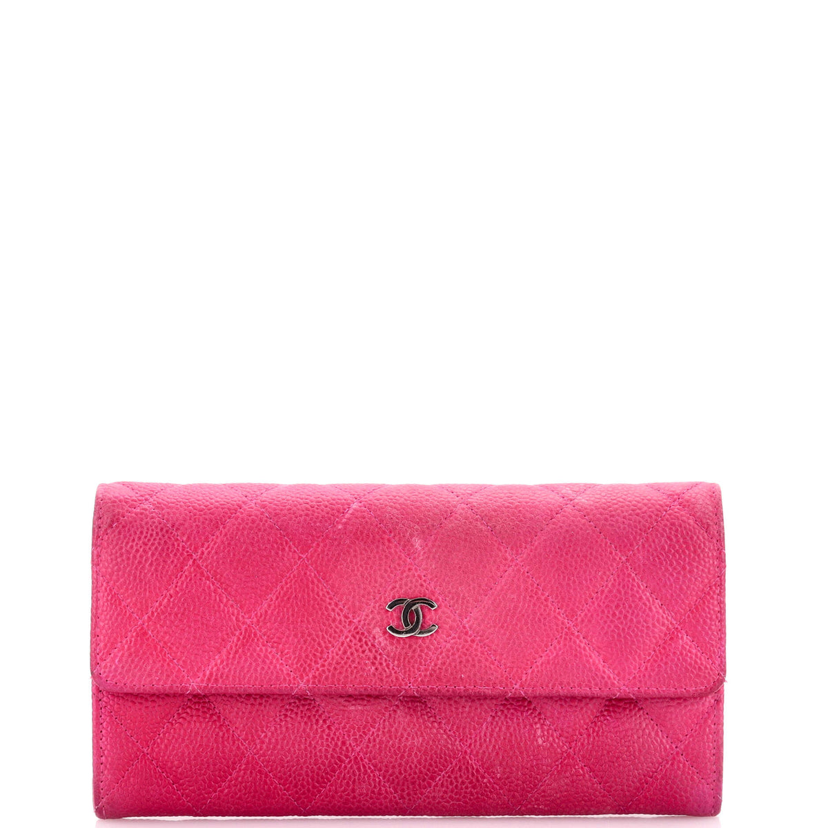 Chanel CHANEL CC French Flap Wallet Quilted Caviar Long