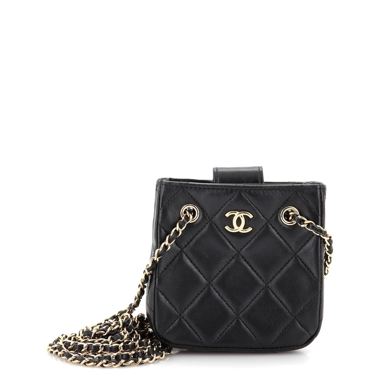 Chanel CHANEL CC Square Clutch with Chain Quilted Lambskin Mini