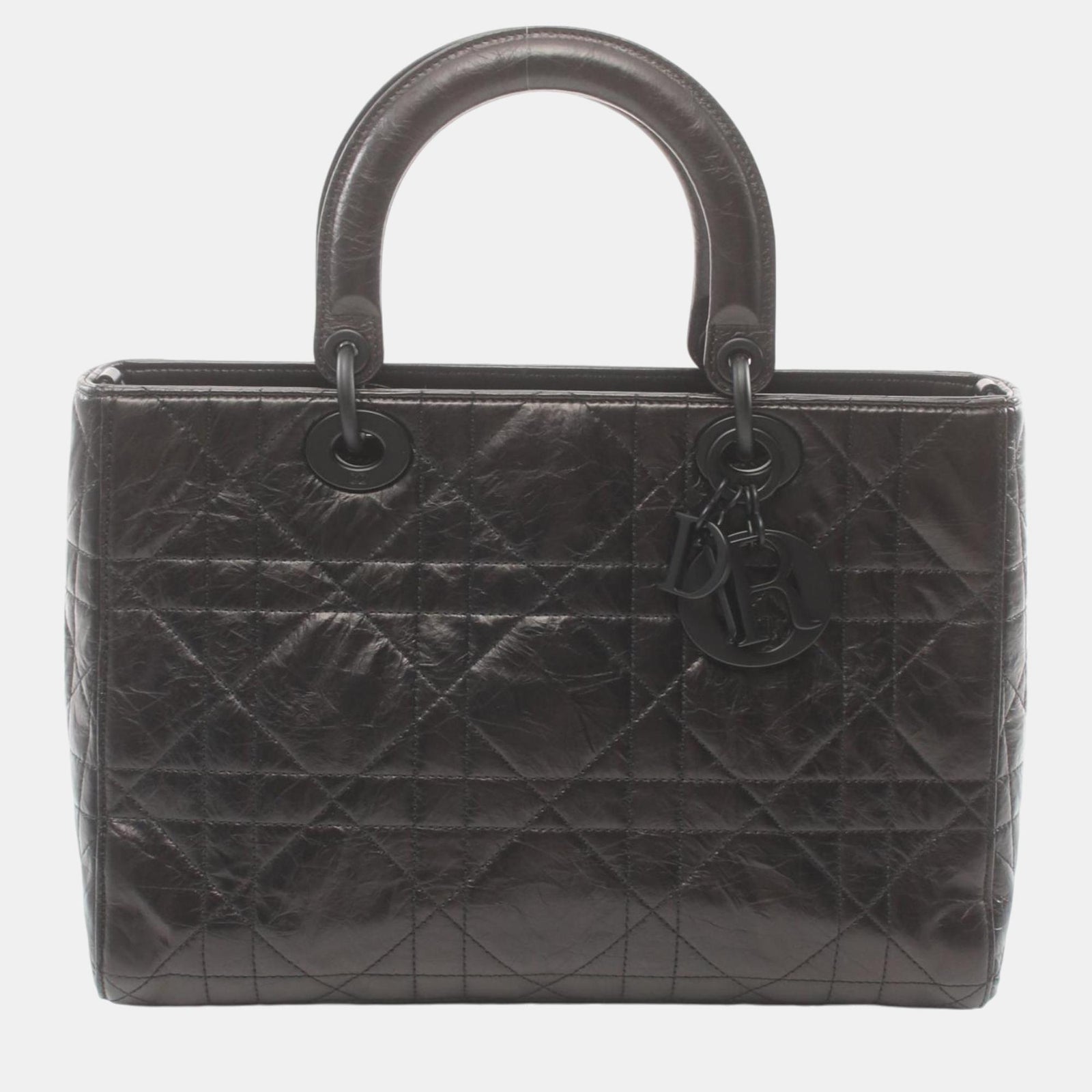 Dior Schwarze Lady D-Sire Macrocannage Handtasche aus Leder