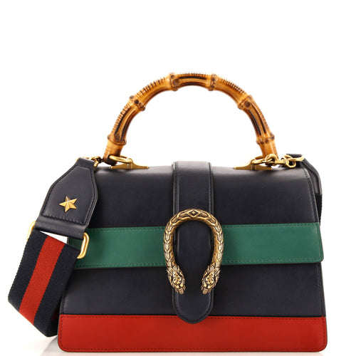 GUCCI Dionysus Bamboo Top Handle Bag Colorblock Leather Medium