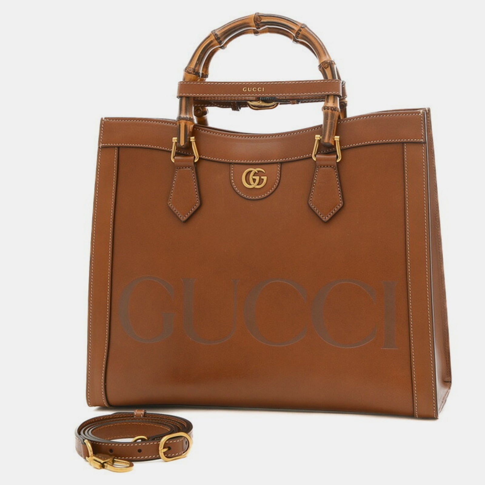 Gucci Sac à bandoulière Diana de taille moyenne en cuir marron