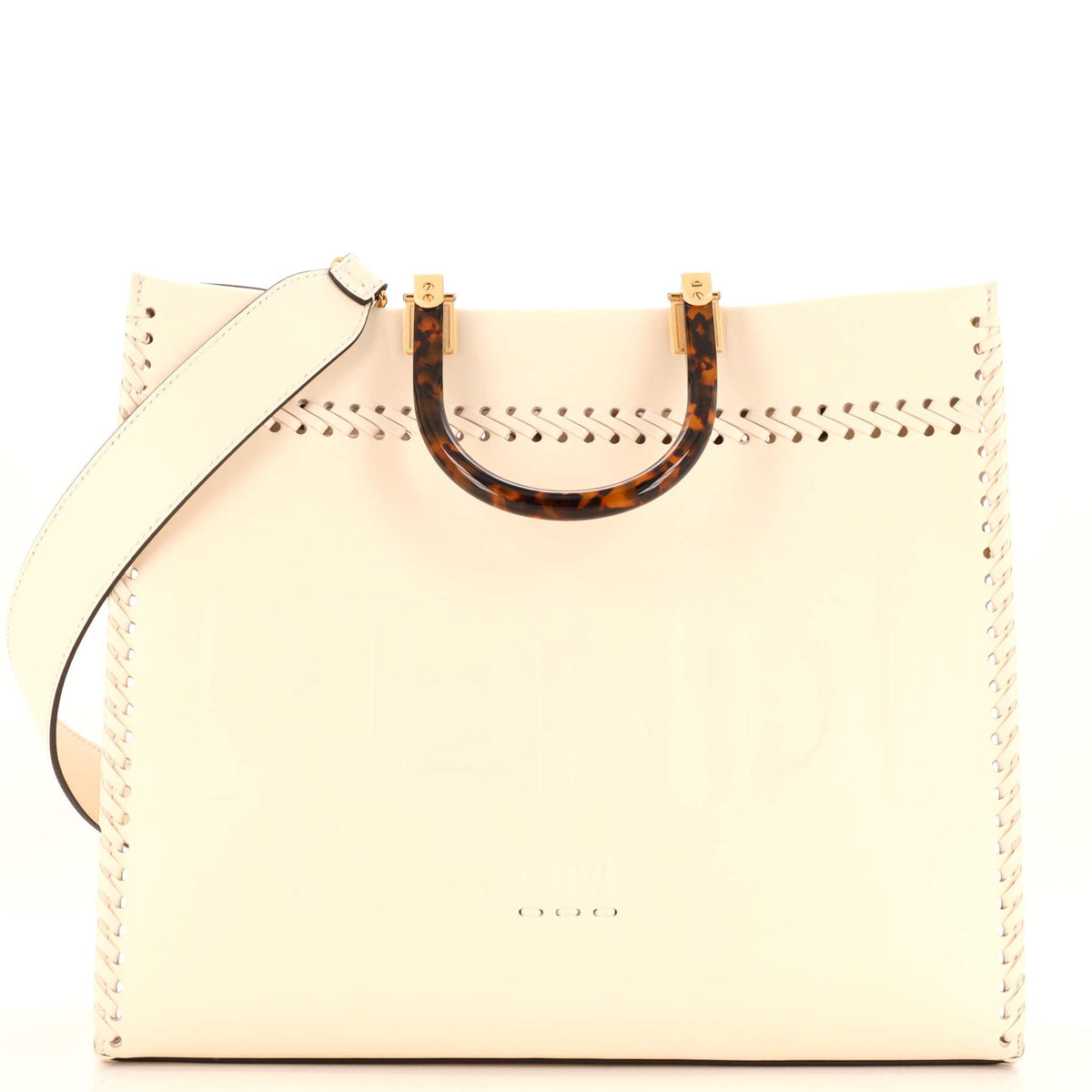 Fendi FENDI Sunshine Shopper Tote Whipstitch Leather Medium