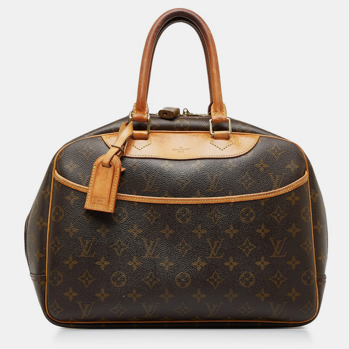 Louis Vuitton Brown Coated Canvas, Leather  Deauville Top Handle Bags
