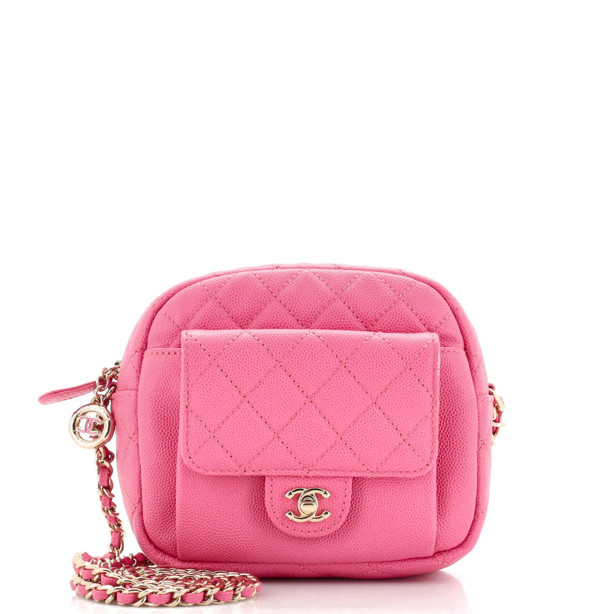 Chanel CHANEL CC Day Camera Case Quilted Caviar Small