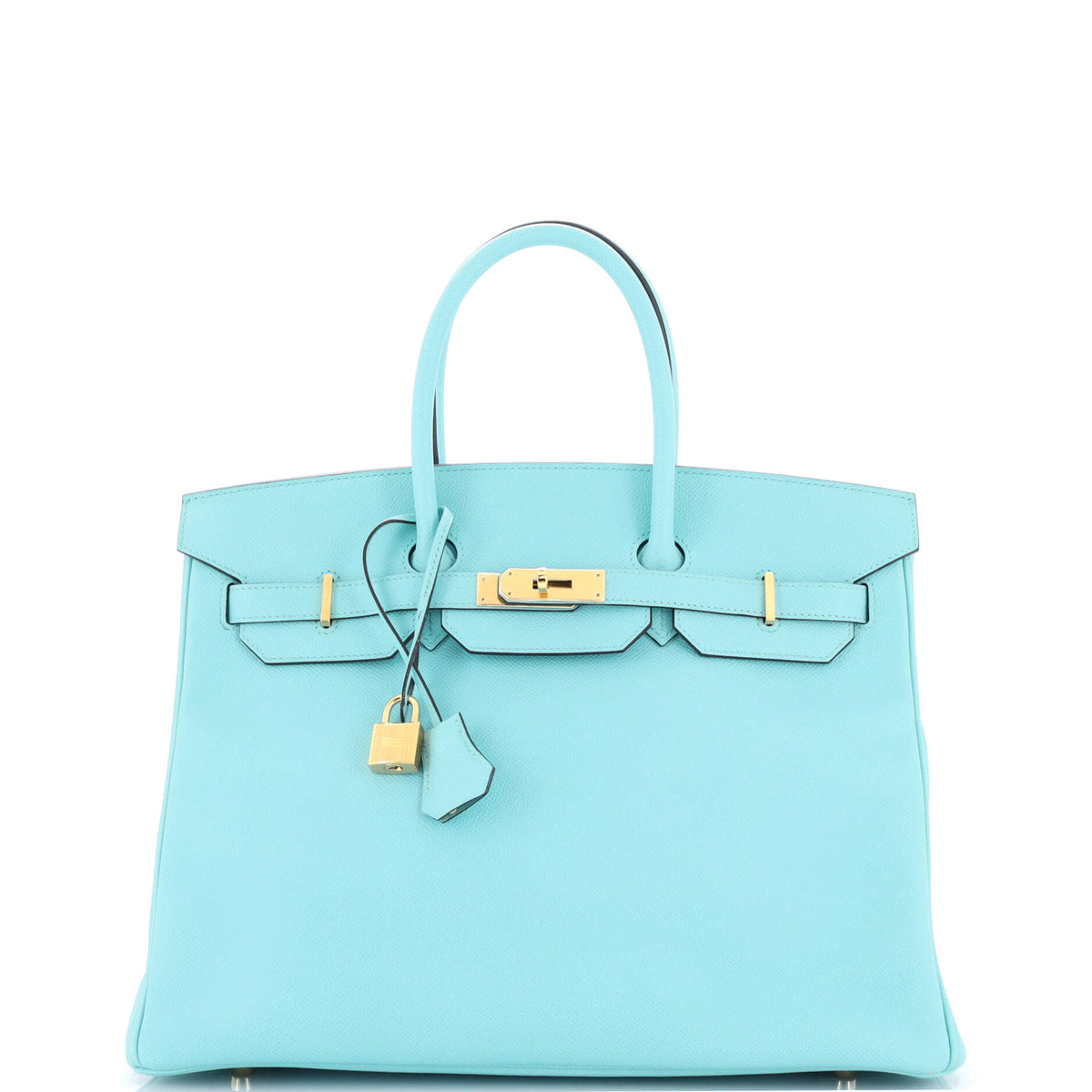 Herm?s Birkin Handbag Bleu Atoll Epsom with Gold Hardware 35