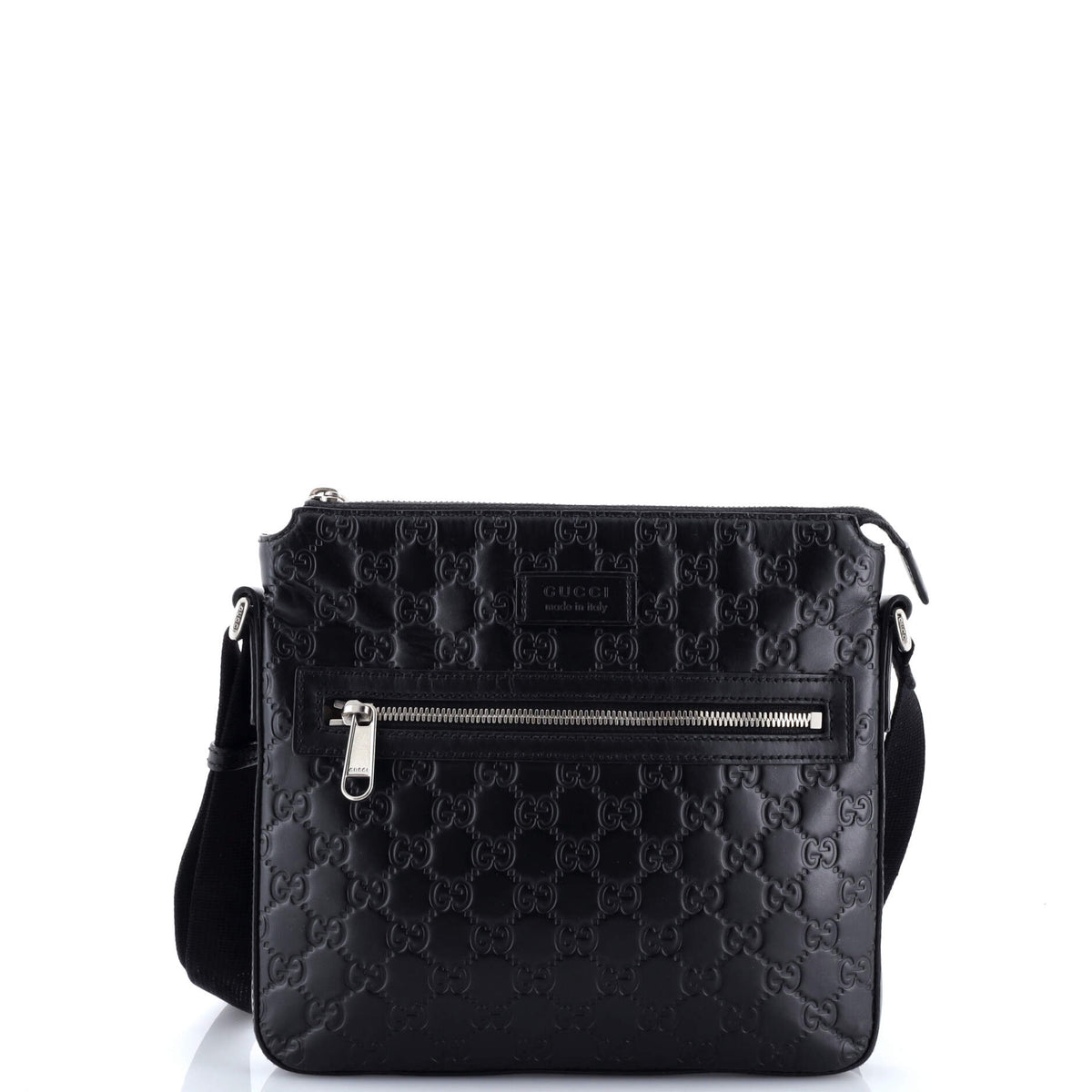Gucci GUCCI Signature Zip Messenger Bag Guccissima Leather Small