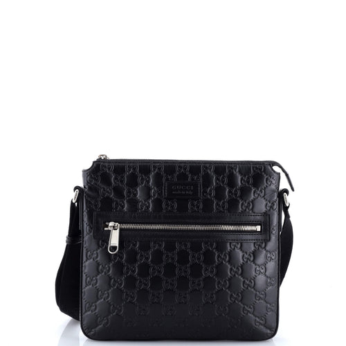 GUCCI Signature Zip Messenger Bag Guccissima Leather Small