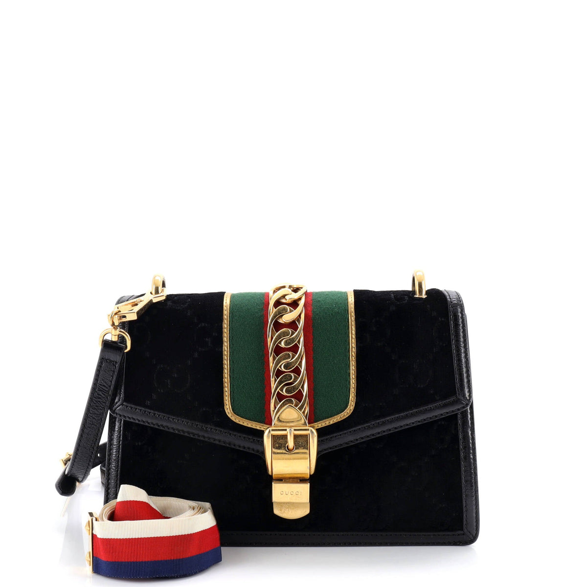 Gucci GUCCI Sylvie Shoulder Bag GG Velvet Small