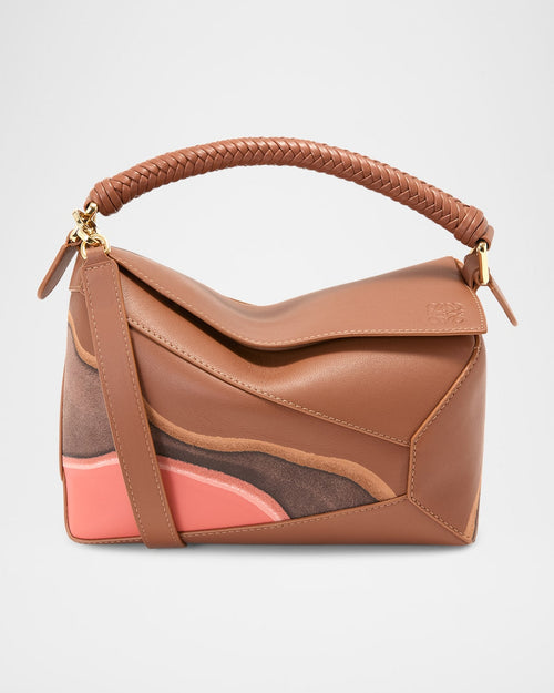 Puzzle Edge Small Top-Handle Bag in Nappa Leather