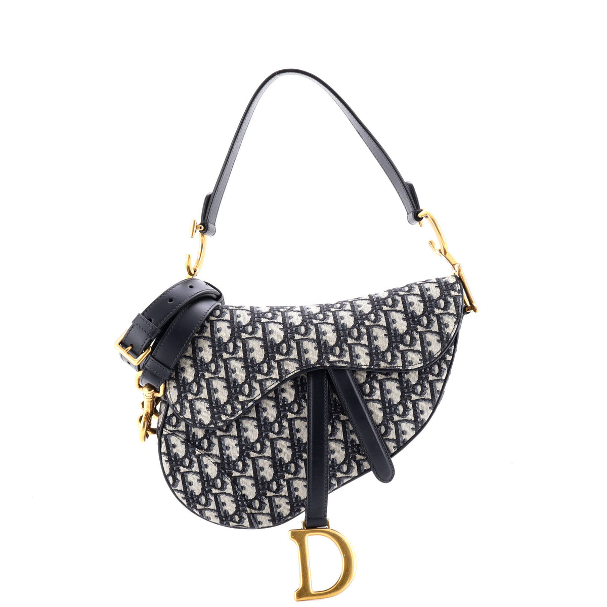 Christian Dior Saddle Handbag with Strap Oblique Canvas Medium