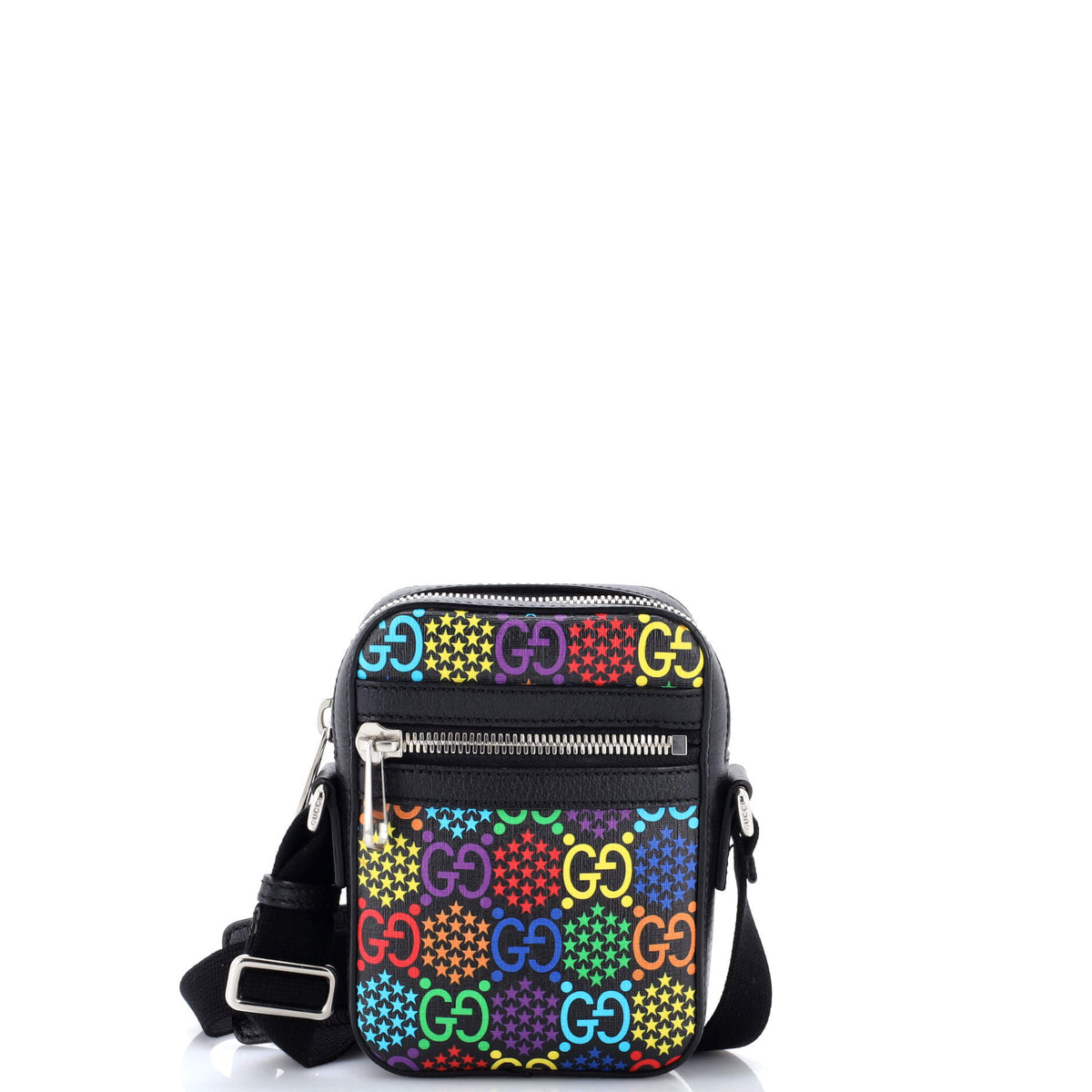 Gucci GUCCI Front Zip Messenger Bag Psychedelic Print GG Coated Canvas Mini