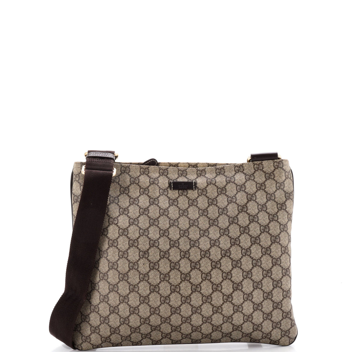 Gucci GUCCI Zip Top Messenger Bag GG Coated Canvas Large